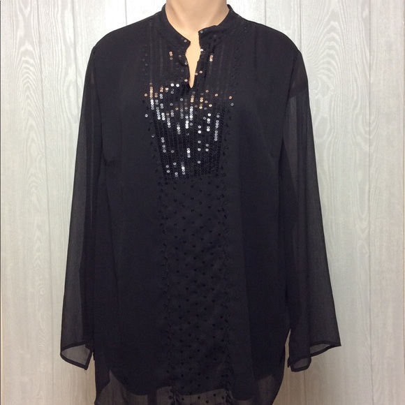 Liz & Me Tops - Gorgeous Black Sequin Blouse PLUS SIZE Liz & Me Tops - Gorgeous Black Sequin Blouse PLUS SIZE